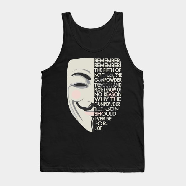 V for Vendetta Typography Tank Top by Grayson888